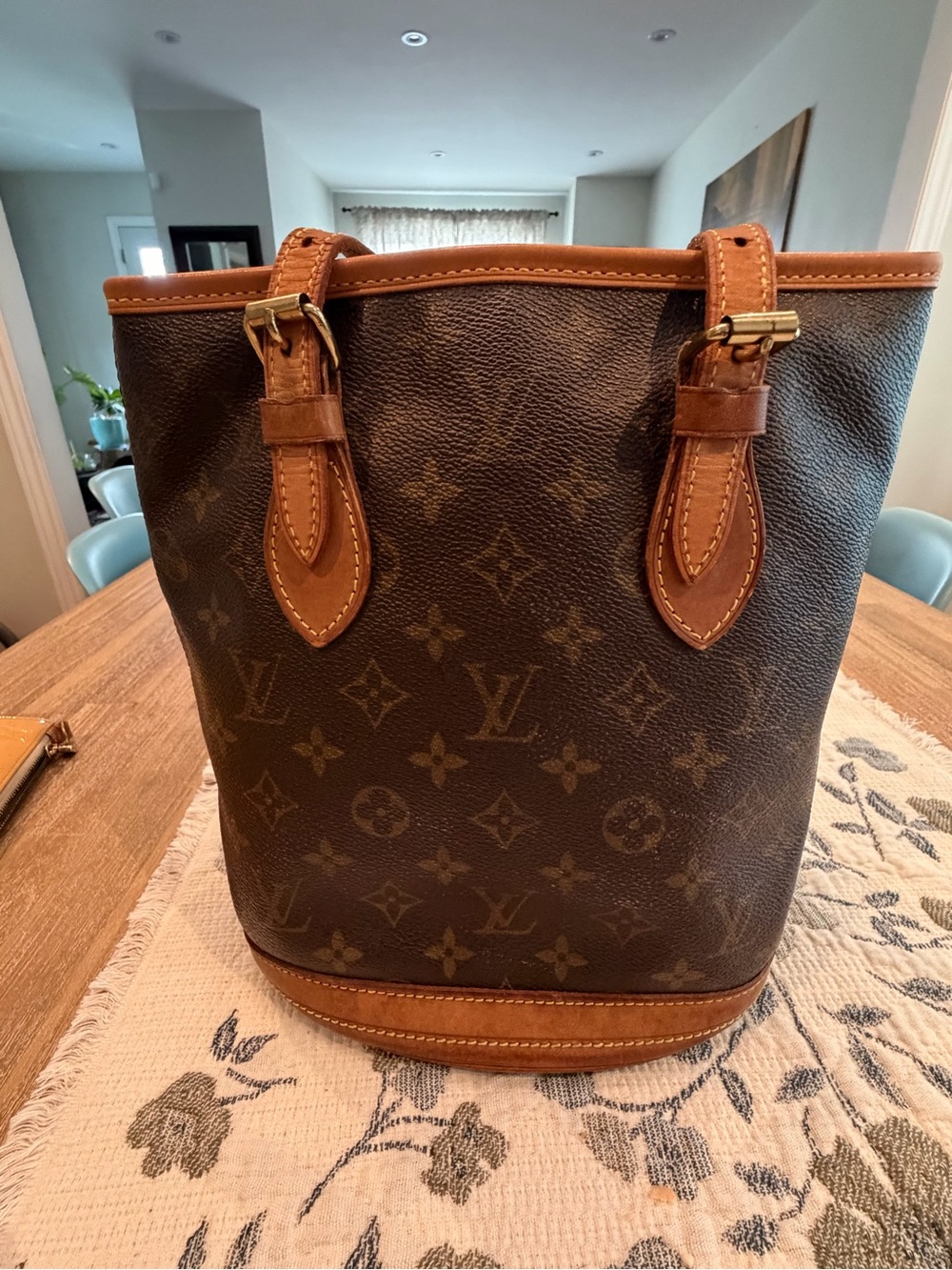 Louis Vuitton Monogram Canvas Bucket Bag in Brown and Tan